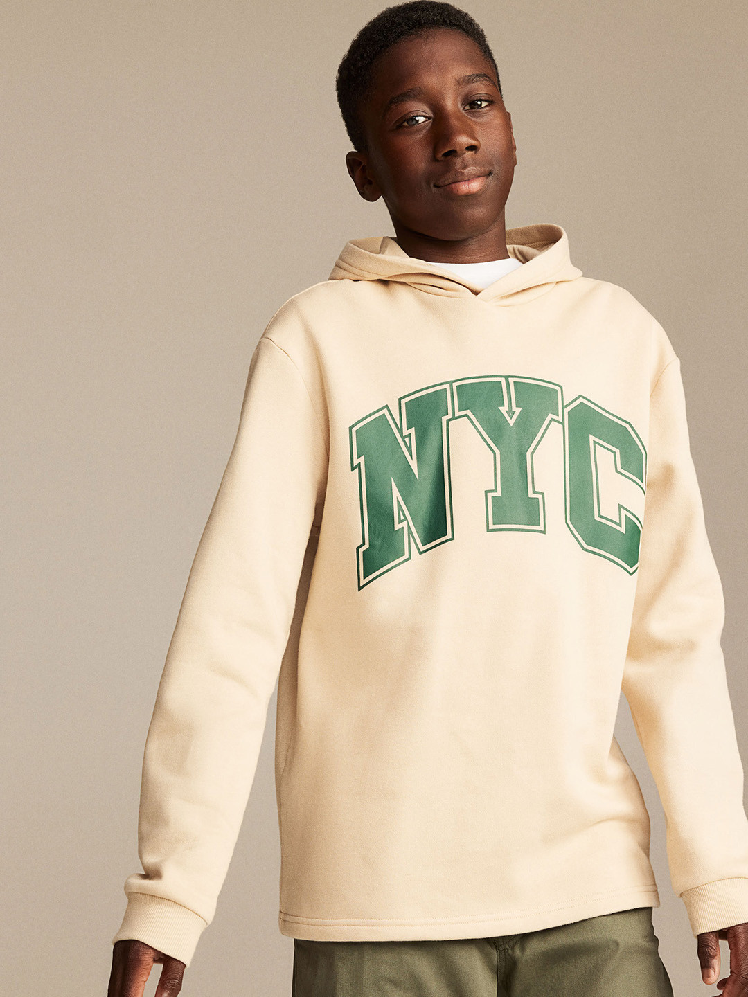 

H&M Boys Printed Hoodie, Beige