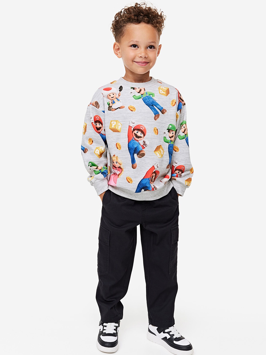 

H&M Boys Oversized Printed Sweatshirt, Grey