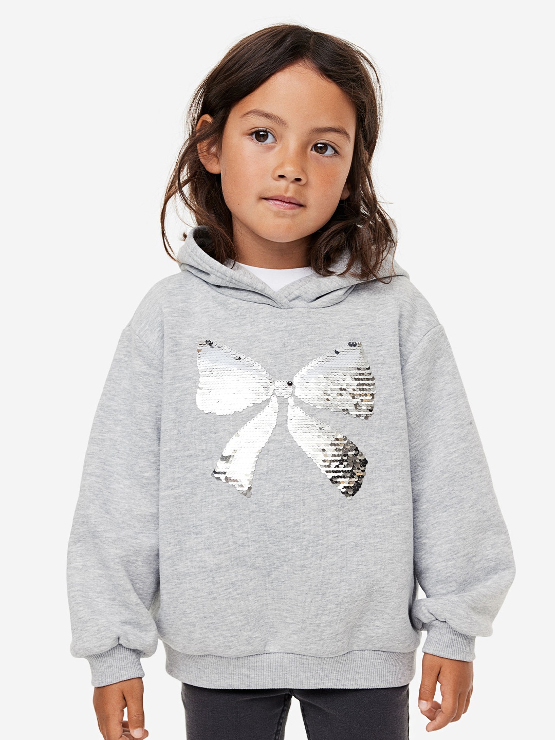 

H&M Girls Printed Hoodie, Grey