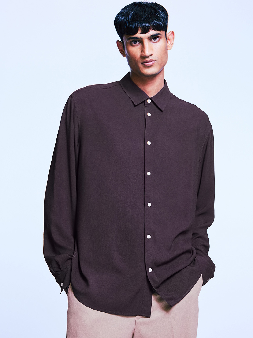 

H&M Regular Fit Viscose Shirt, Brown