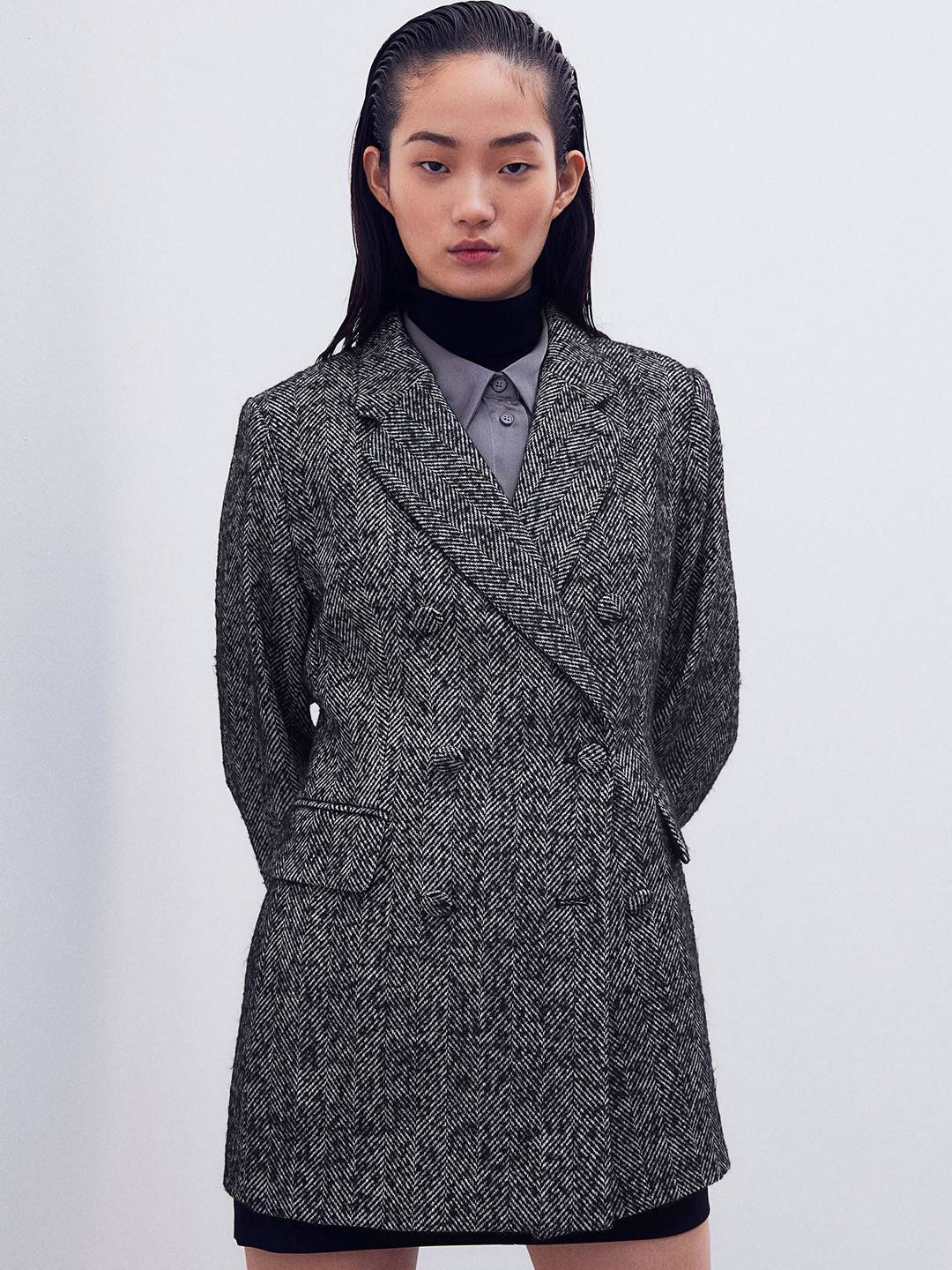 

H&M Double-Breasted Blazer, Black