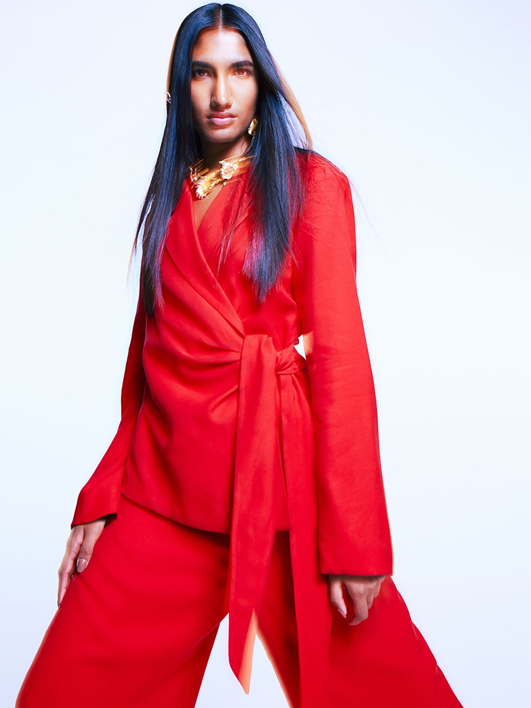 

H&M Tie-Detail Wrap Cheery Red Blazer