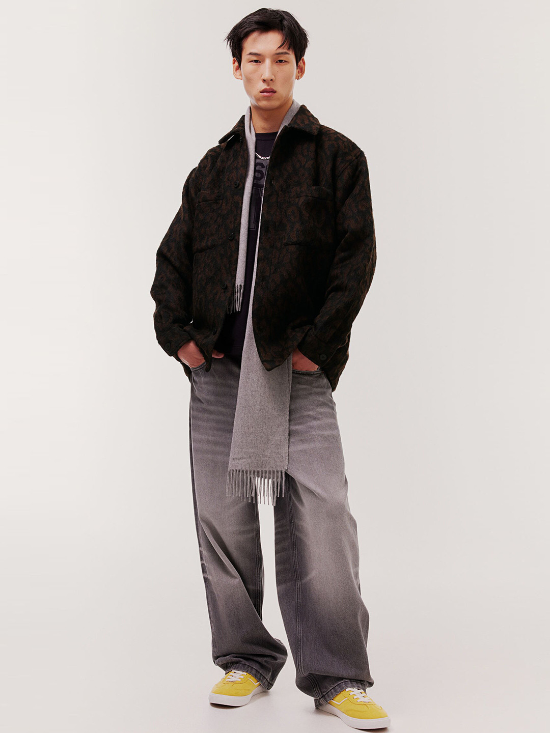 

H&M Oversized Fit Wool-Blend Overshirt, Coffee brown