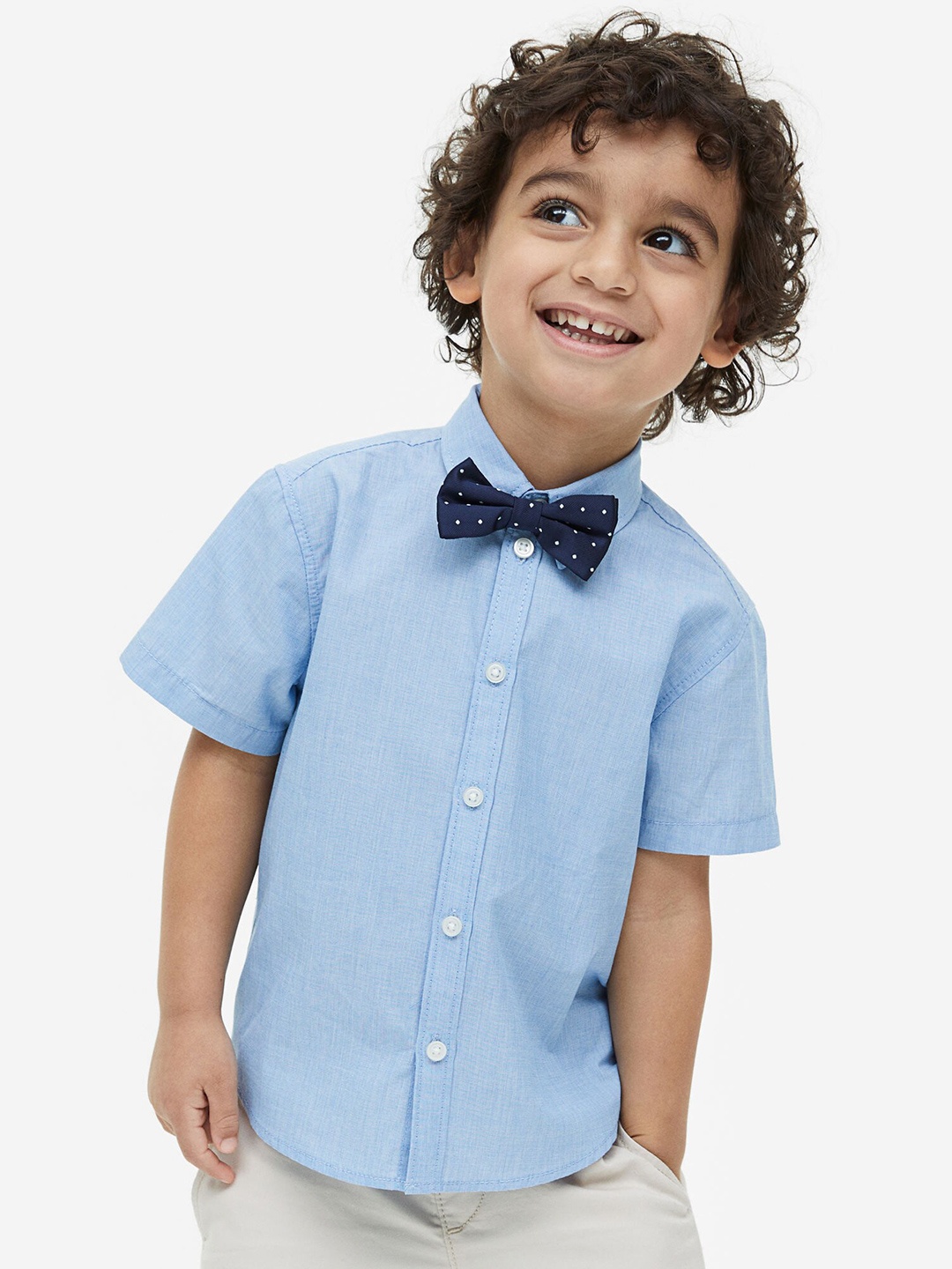 

H&M Boys Cotton Shirt With Bow & Tie, Blue