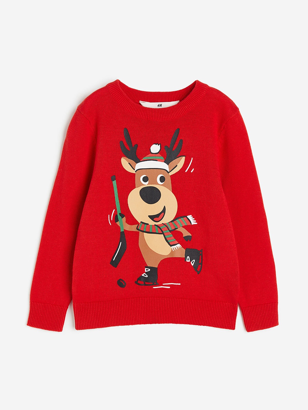 

H&M Boys Jacquard-Knit Cotton Jumper, Red