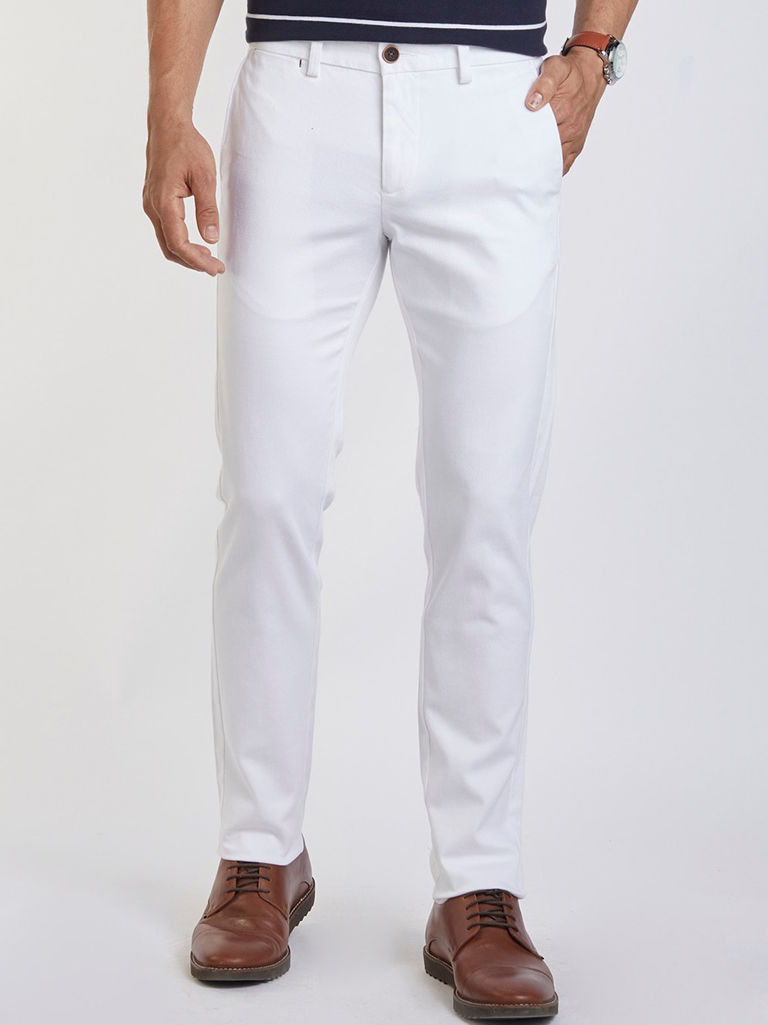 Indian Terrain Men Brooklyn Slim Fit Chinos Trouser, White - buy at the ...