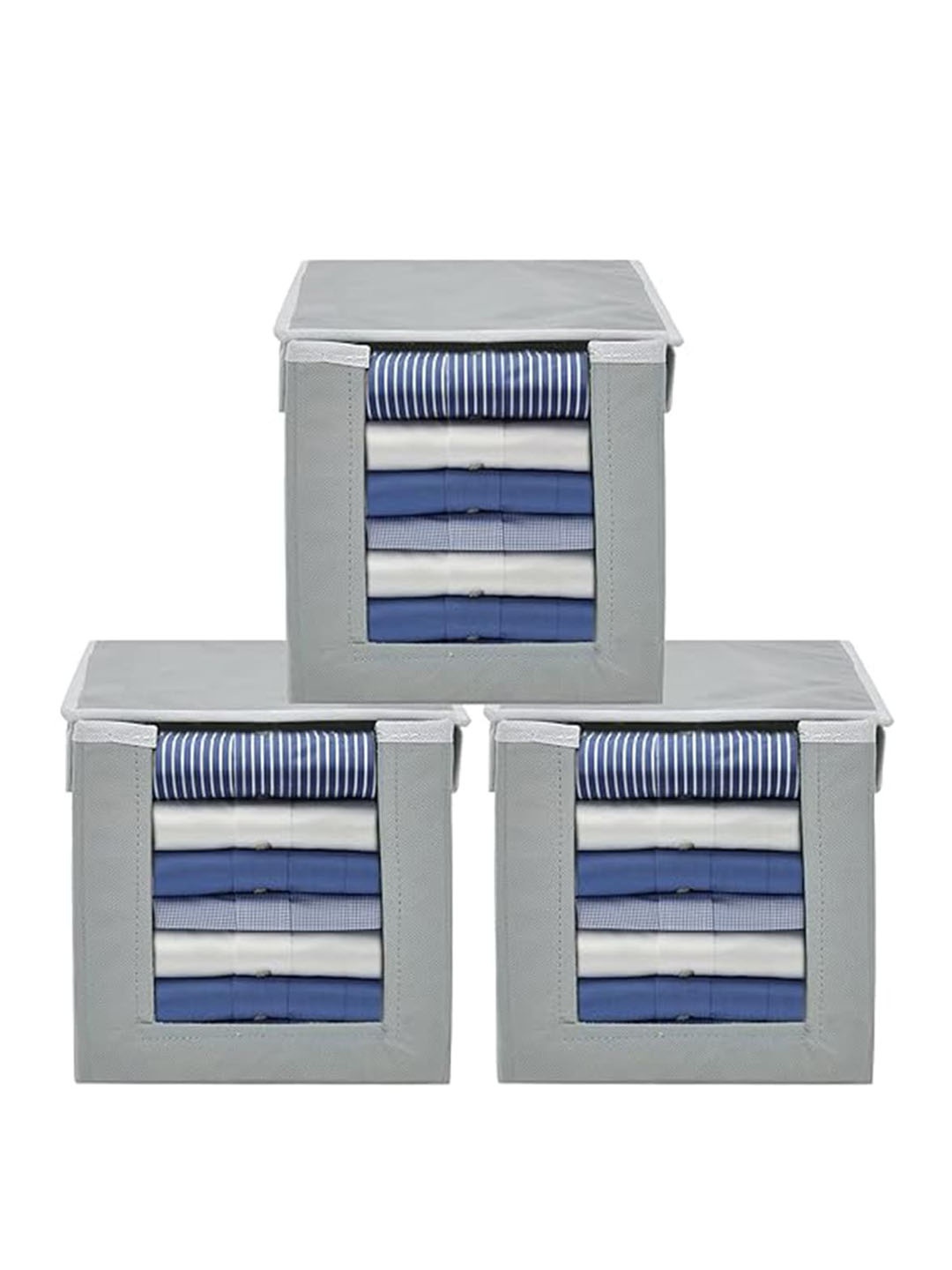 

Kuber Industries 3-Pieces Non-woven Grey Shirt Organizers