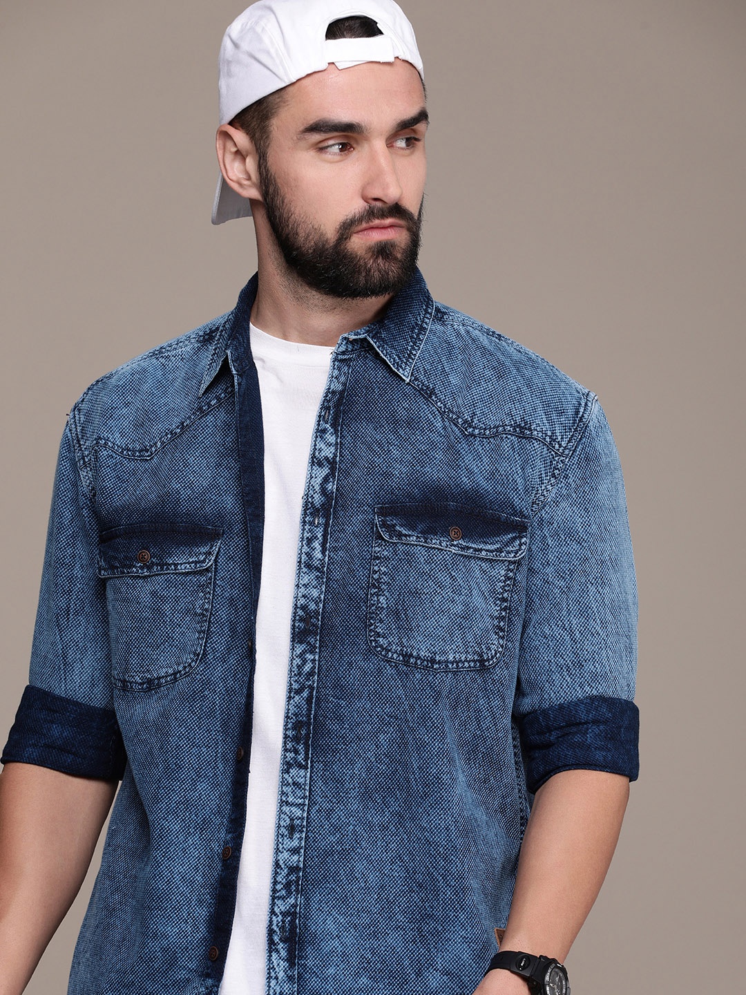 

Roadster Men Relaxed Faded Denim Casual Shirt, Blue