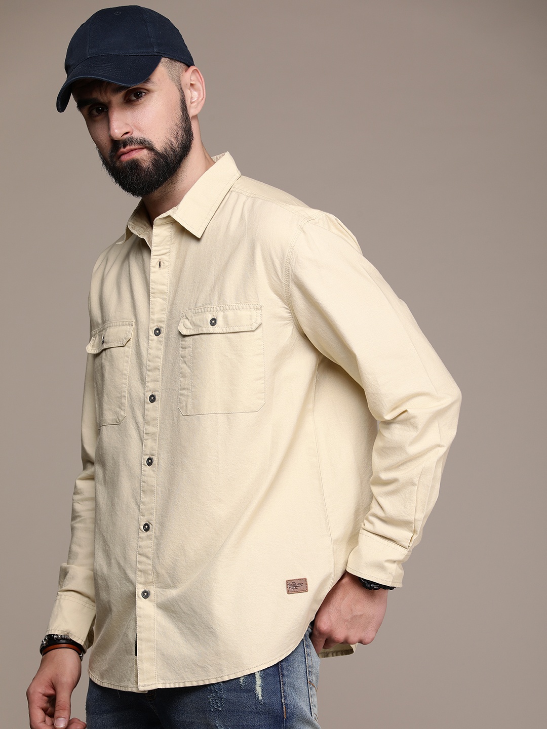 

Roadster Men Relaxed Casual Pure Cotton Shirt, Off white