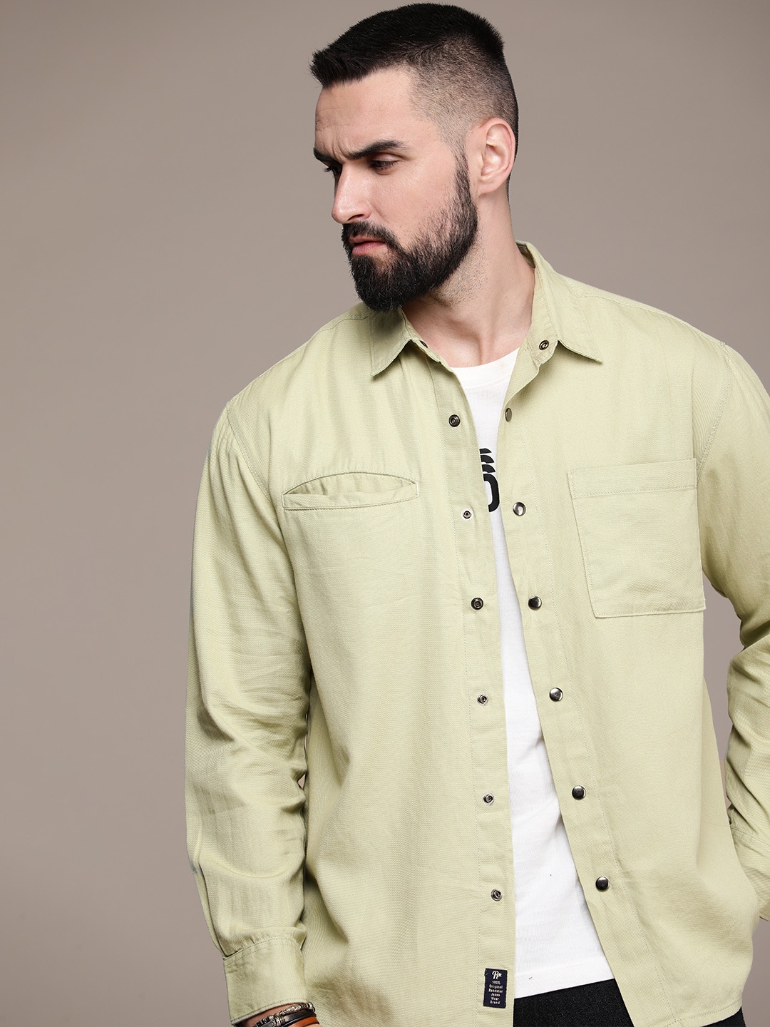 Roadster Men Relaxed Casual Pure Cotton Shirt, Green