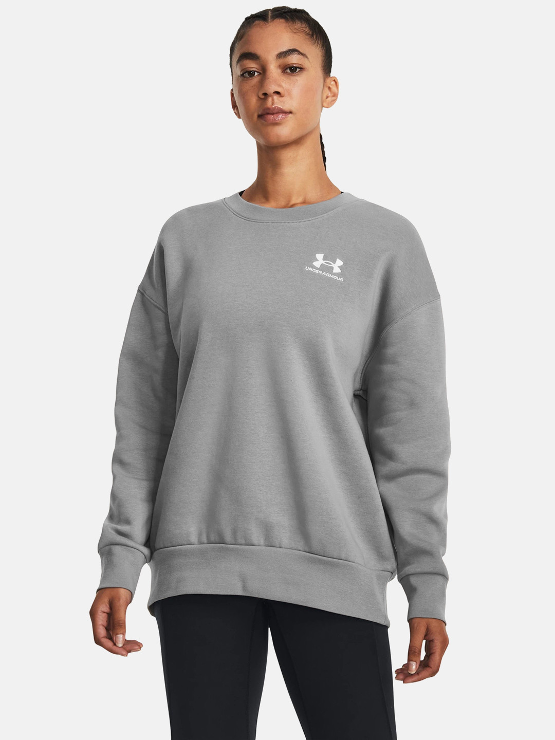 

UNDER ARMOUR Essential Fleece Oversized Crew Sweatshirt, Grey