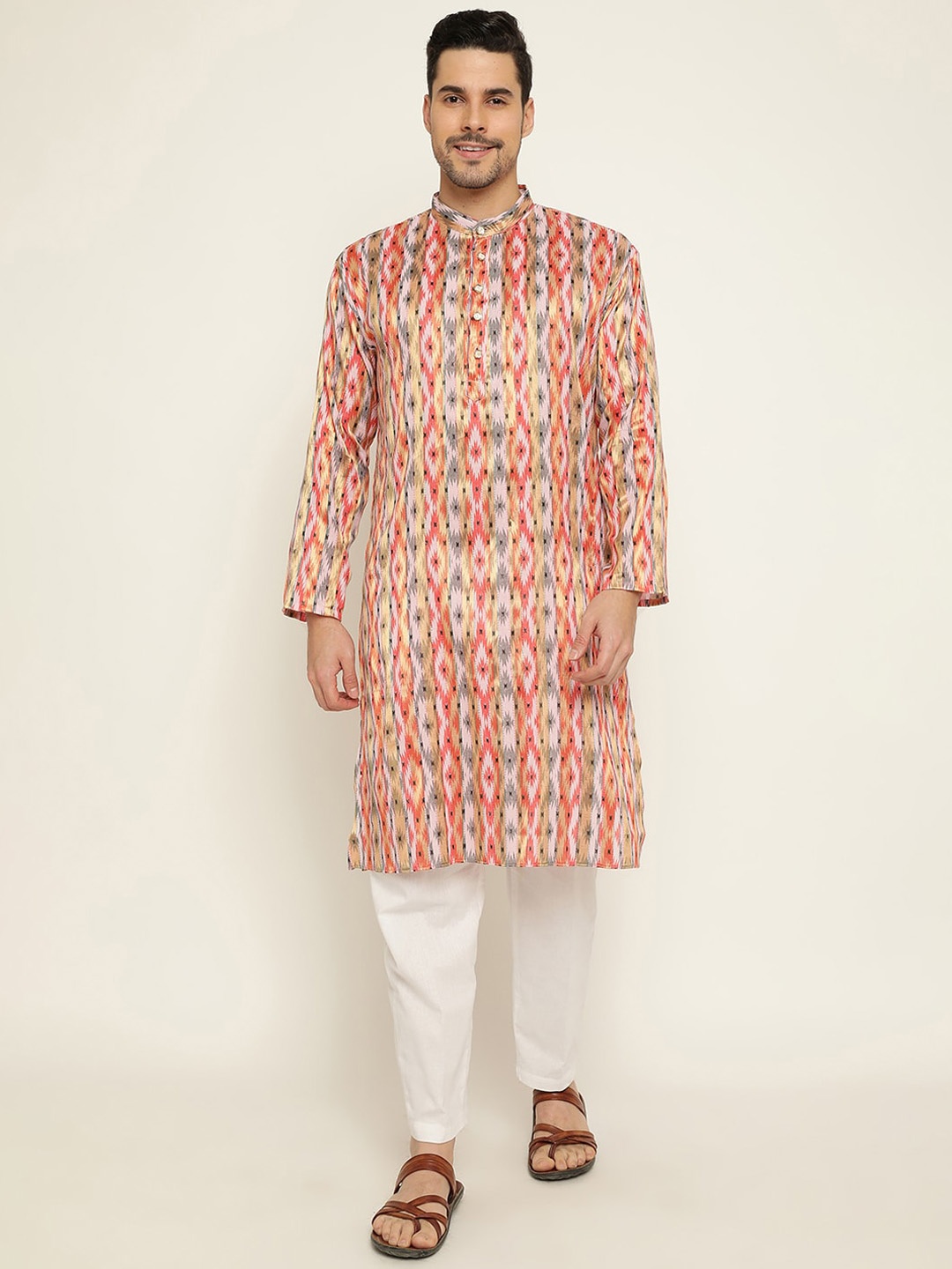 

Stuffie Land Ethnic Motifs Printed Regular Pure Cotton Kurta with Pyjamas, Pink
