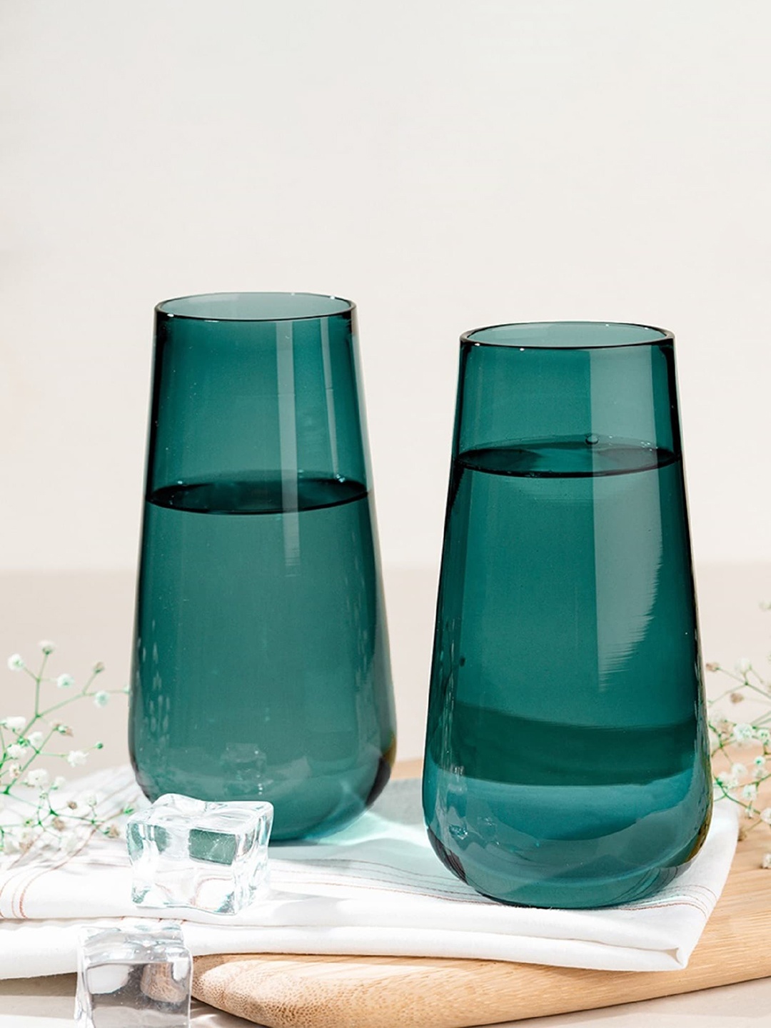 

MELBIFY Transparent & Green 2 Pieces Cryptic Glass 300 ml Each