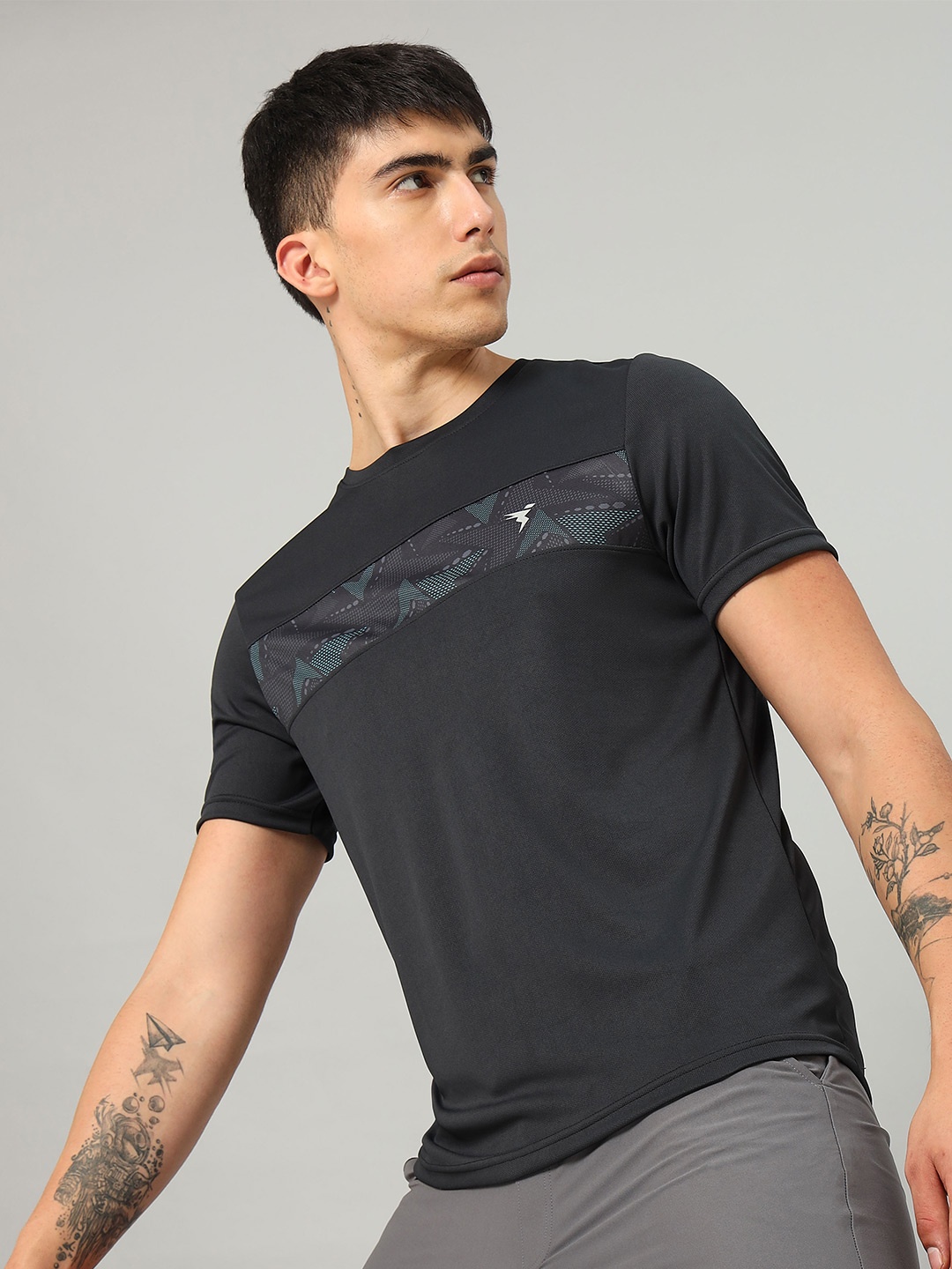 

Technosport Graphic Printed Antimicrobial Slim Fit T-shirt, Black