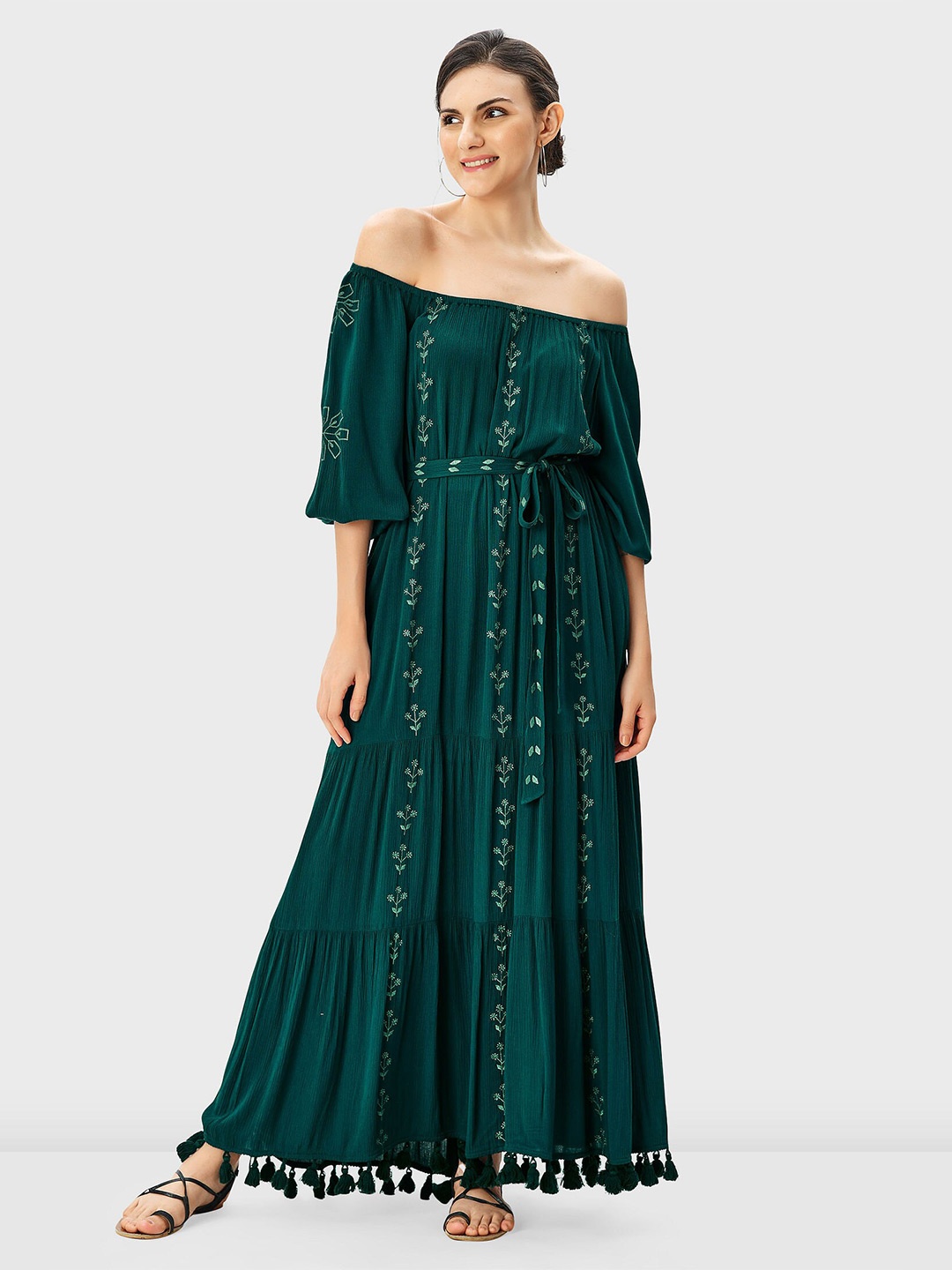 

Zapelle Off-Shoulder Maxi Dress, Green