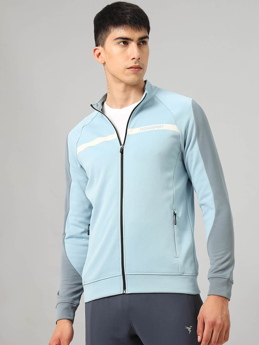 

Technosport Mock Collar Lightweight Antimicrobial Sporty Jacket, Blue
