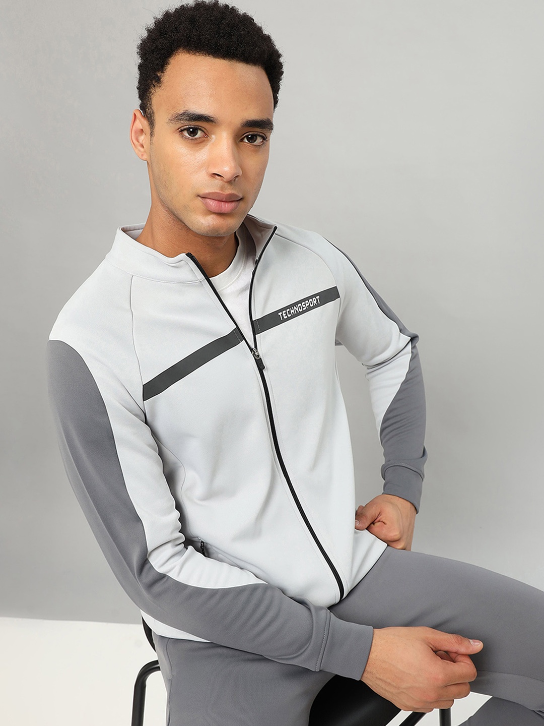 

Technosport Mock Collar Lightweight Antimicrobial Sporty Jacket, Grey