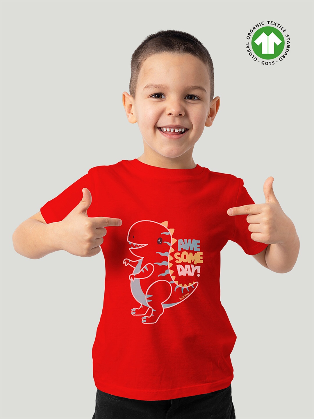 

Kidbea Boys Graphic Printed Cotton T-shirt, Red