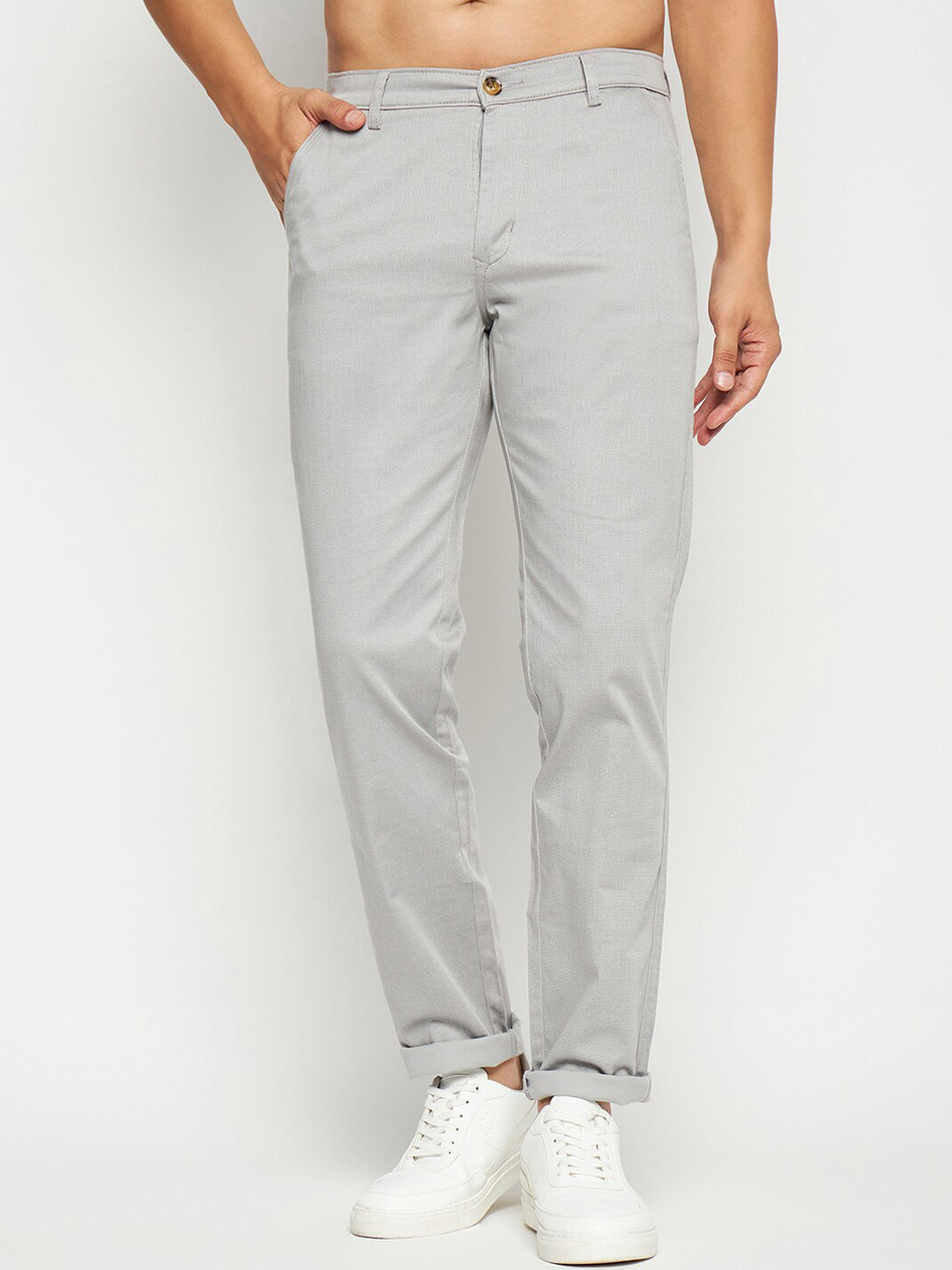 

TNG Men Mid-Rise Slim Fit Cotton Regular Trousers, Grey