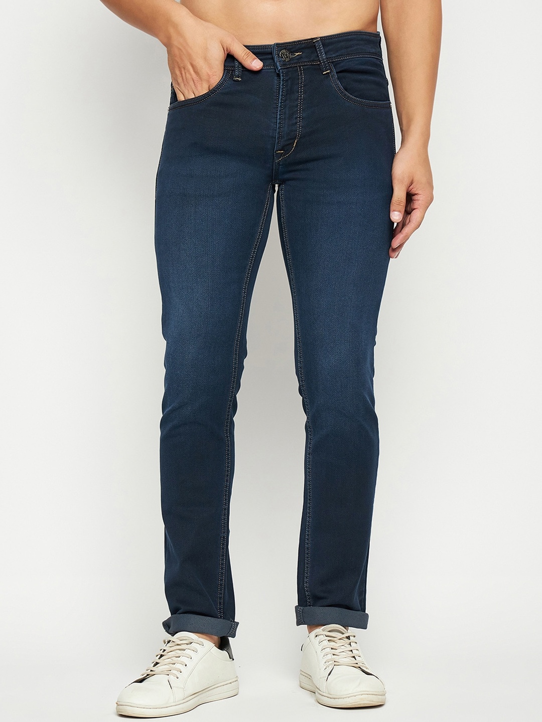

TNG Men Slim Fit Light Fade Mid-Rise Cotton Stretchable Jeans, Blue