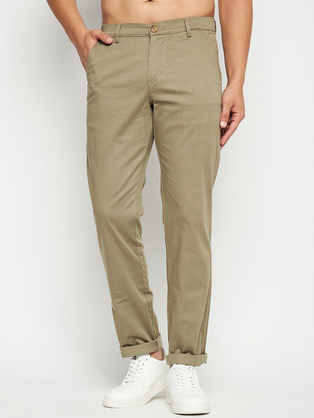 

TNG Men Slim Fit Cotton Chinos Trousers, Khaki
