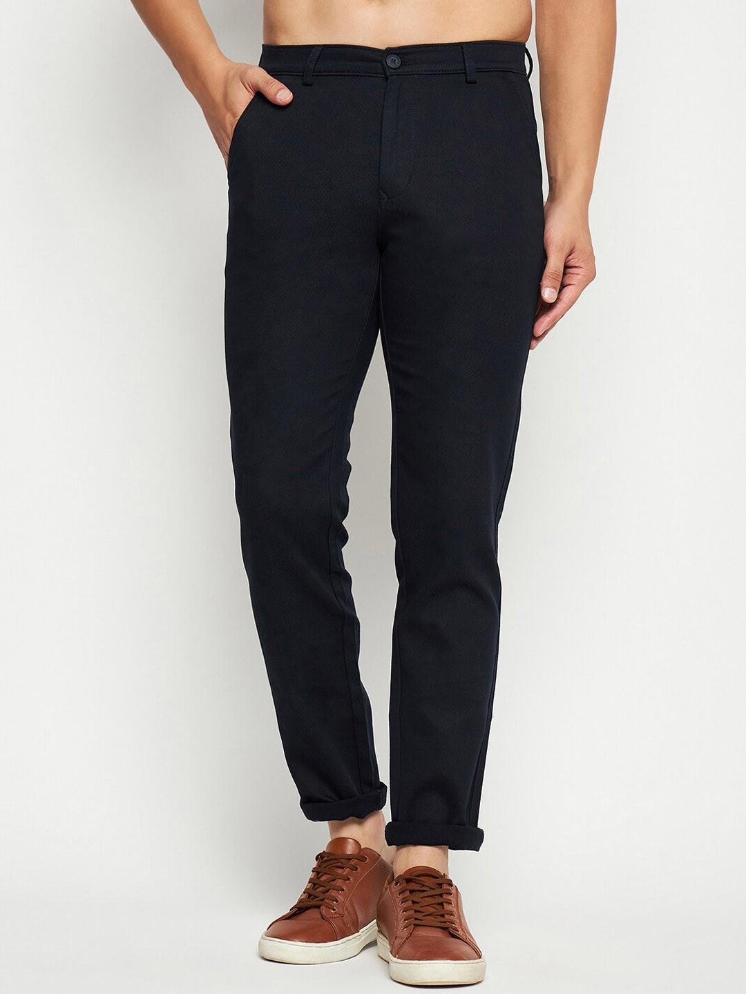 

TNG Men Slim Fit Cotton Trousers, Black