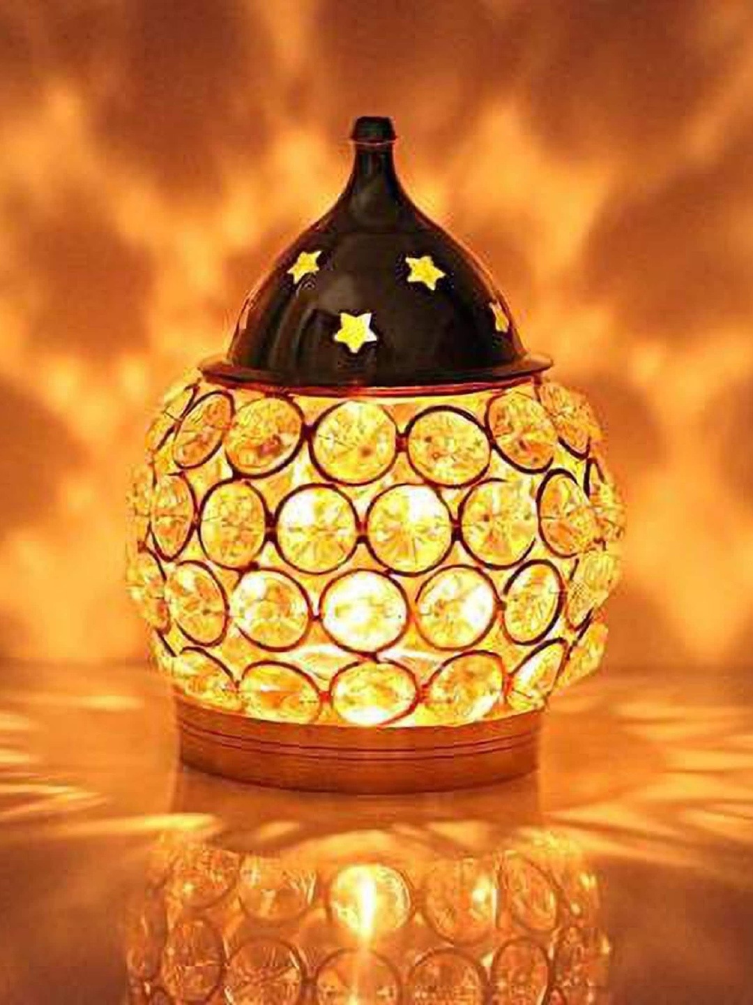 

eCraftIndia Yellow 19-Pieces Lotus & Crystal Shaped Traditional Brass Diyas