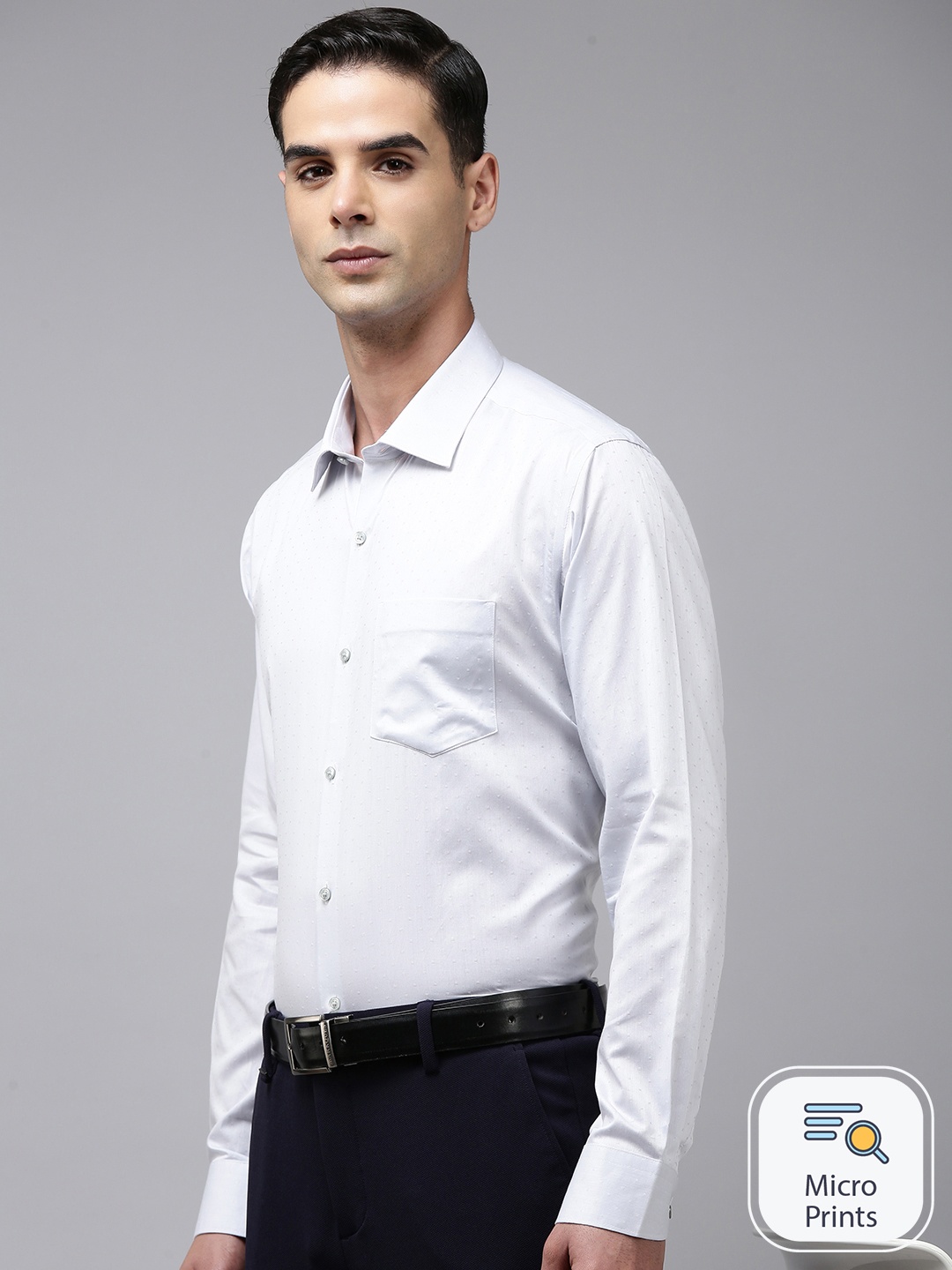 

Van Heusen Custom Fit Textured Opaque Pure Cotton Formal Shirt, White