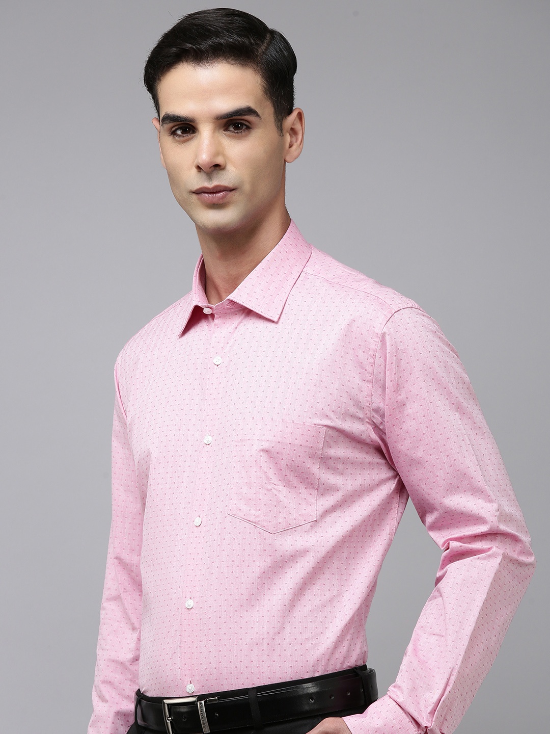 

Van Heusen Pure Cotton Self Design Custom Fit Textured Formal Shirt, Pink