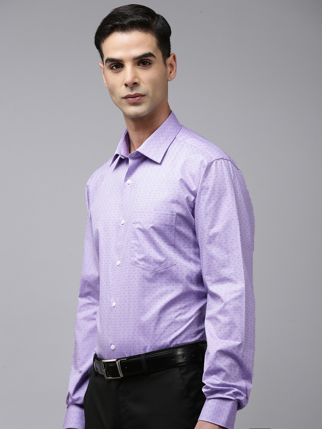 

Van Heusen Custom Fit Textured Opaque Pure Cotton Formal Shirt, Lavender