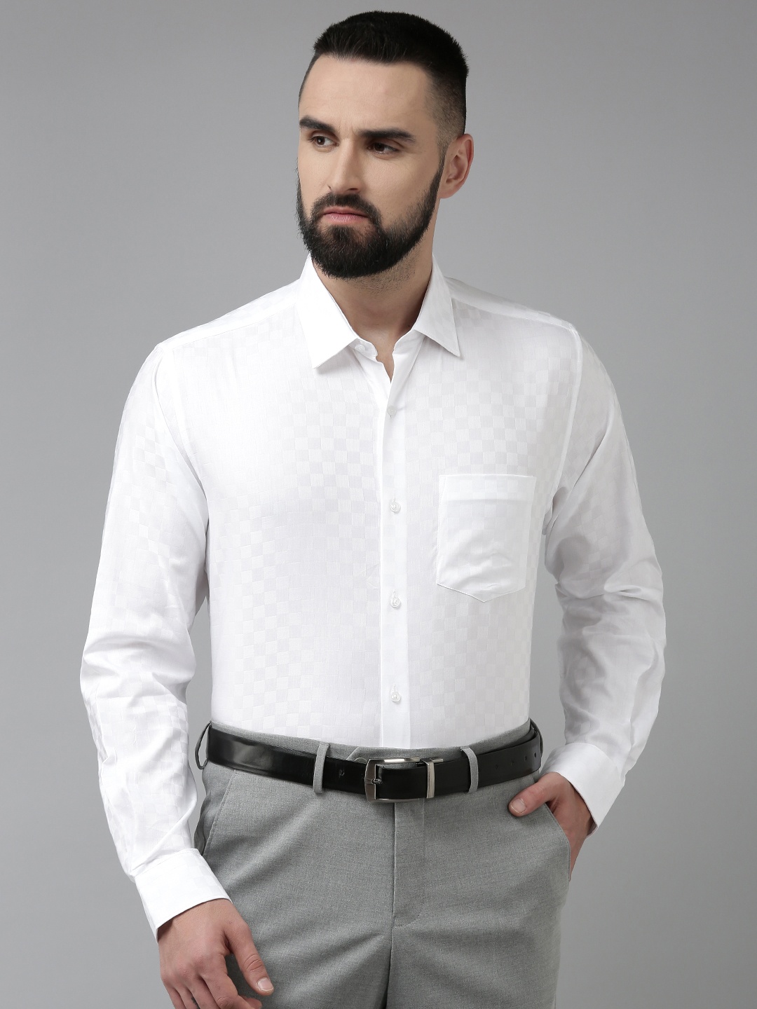 

Van Heusen Custom Checked Formal Shirt, White