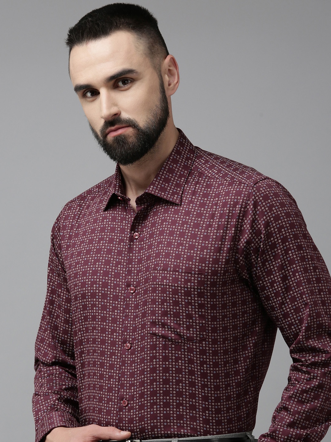 

Van Heusen Custom Printed Pure Cotton Formal Shirt, Maroon