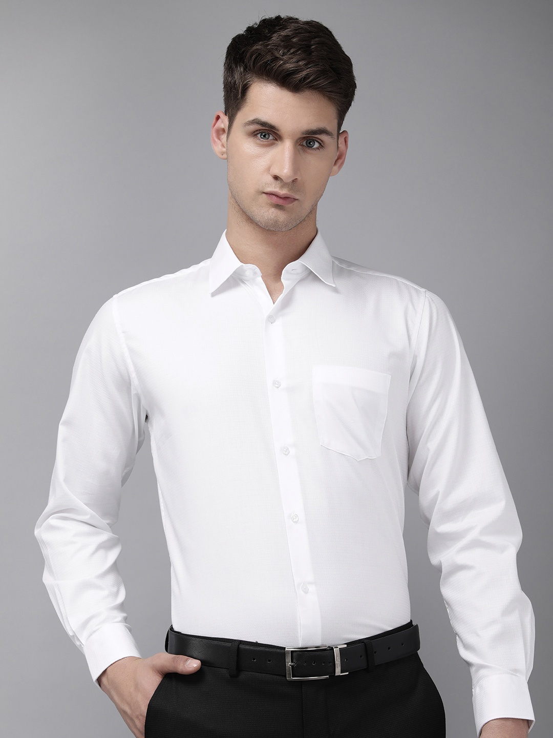 

Van Heusen Pure Cotton Self Checked Custom Fit Opaque Formal Shirt, White