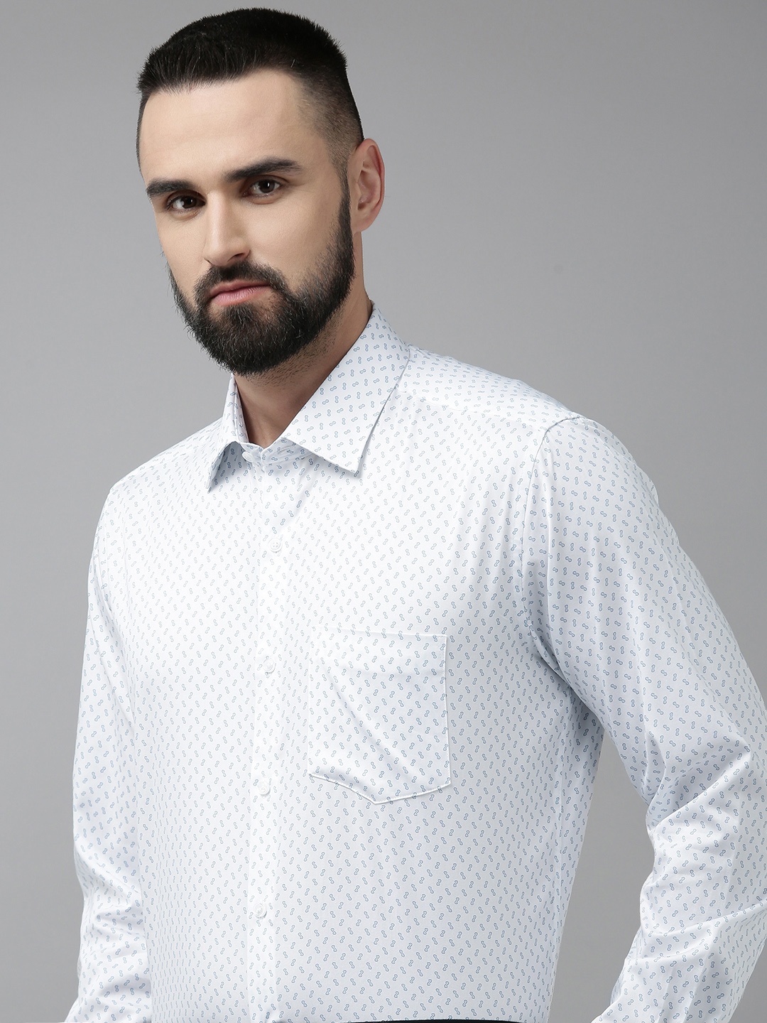 

Van Heusen Custom Fit Printed Pure Cotton Formal Shirt, White