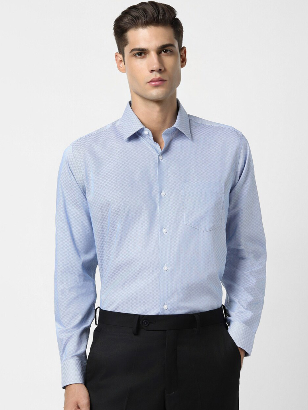 

Van Heusen Striped Pure Cotton Formal Shirt, Blue