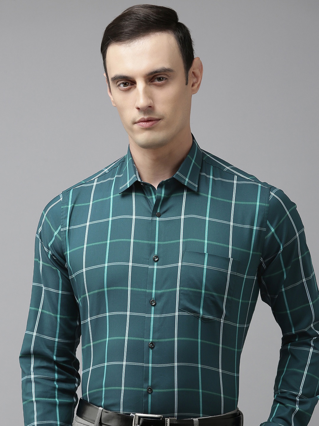 

Van Heusen Slim Fit Checked Formal Shirt, Teal