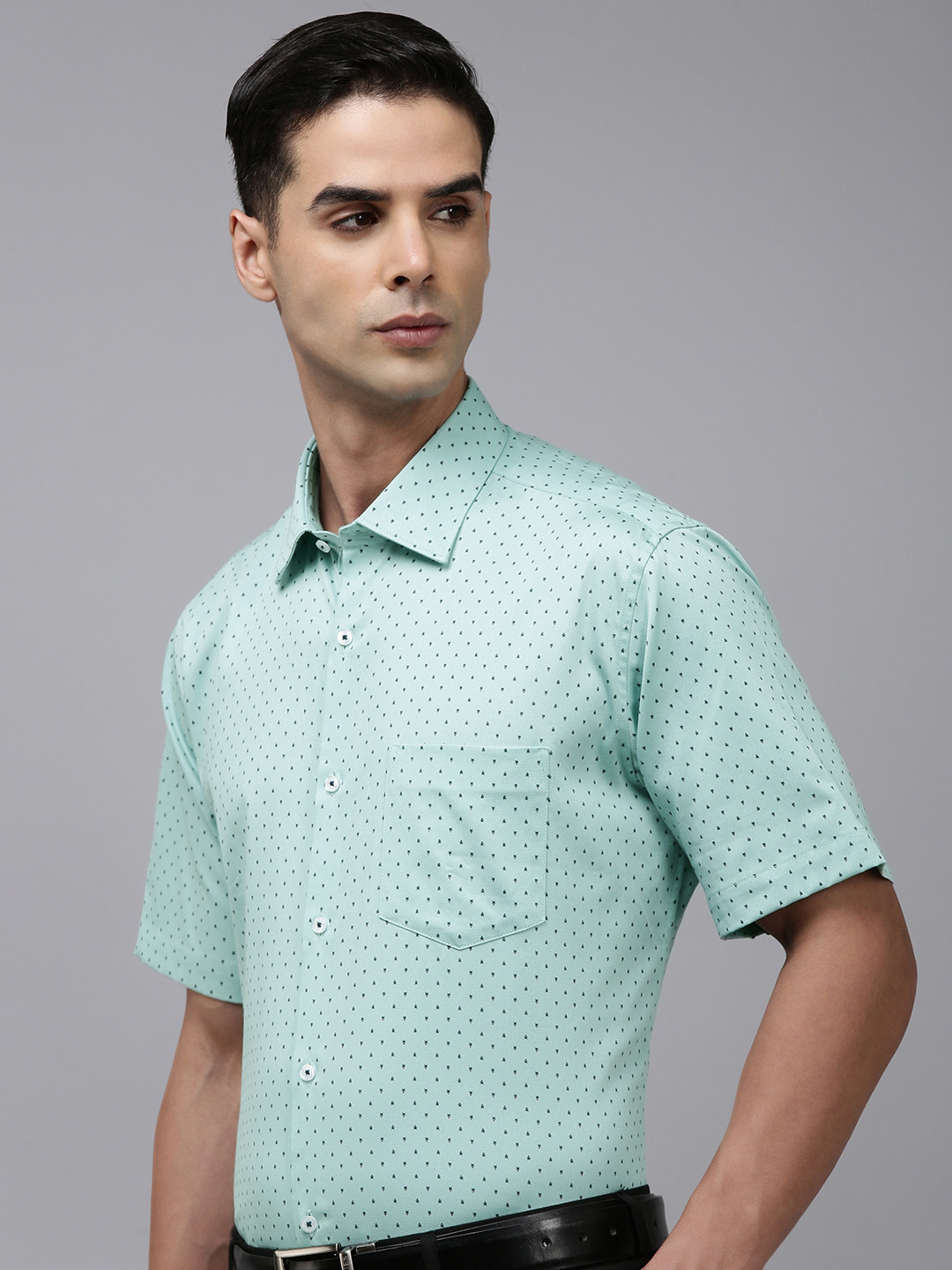 

Van Heusen Textured Custom Formal Shirt, Green