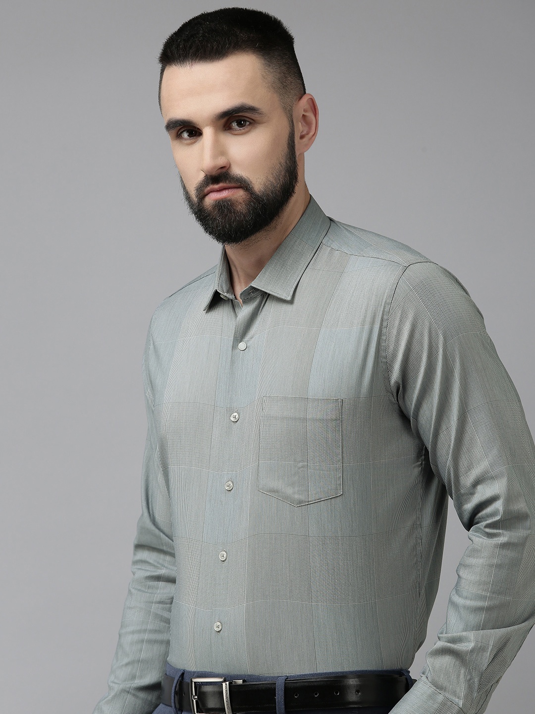 

Van Heusen Slim Fit Checked Formal Shirt, Grey