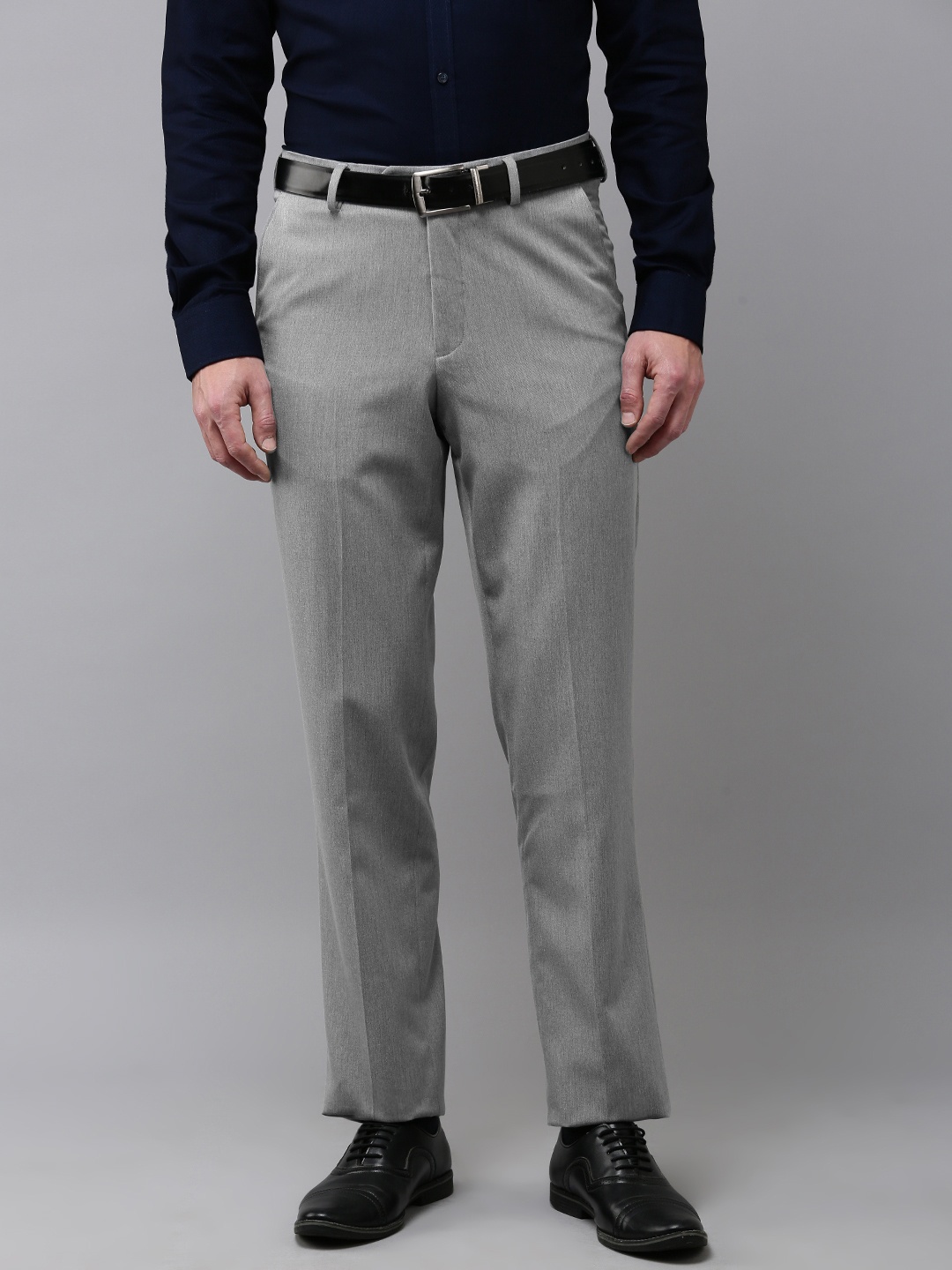 

Van Heusen Men Custom Fit Formal Trousers, Grey