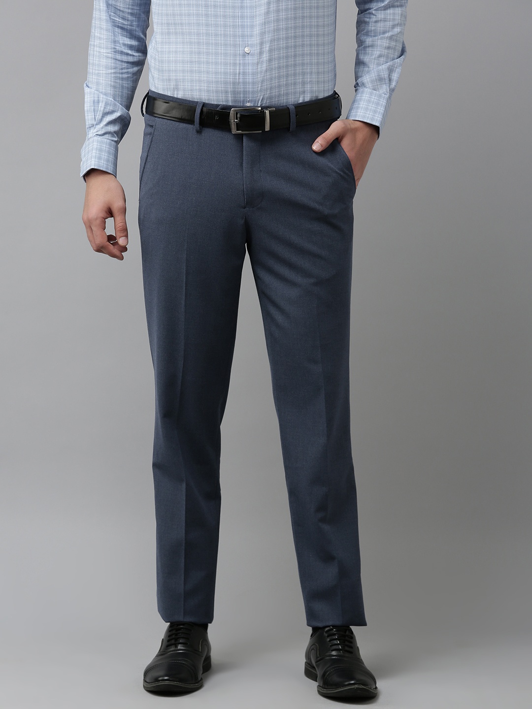 

Van Heusen Men Mid-Rise Slim Fit Trousers, Blue