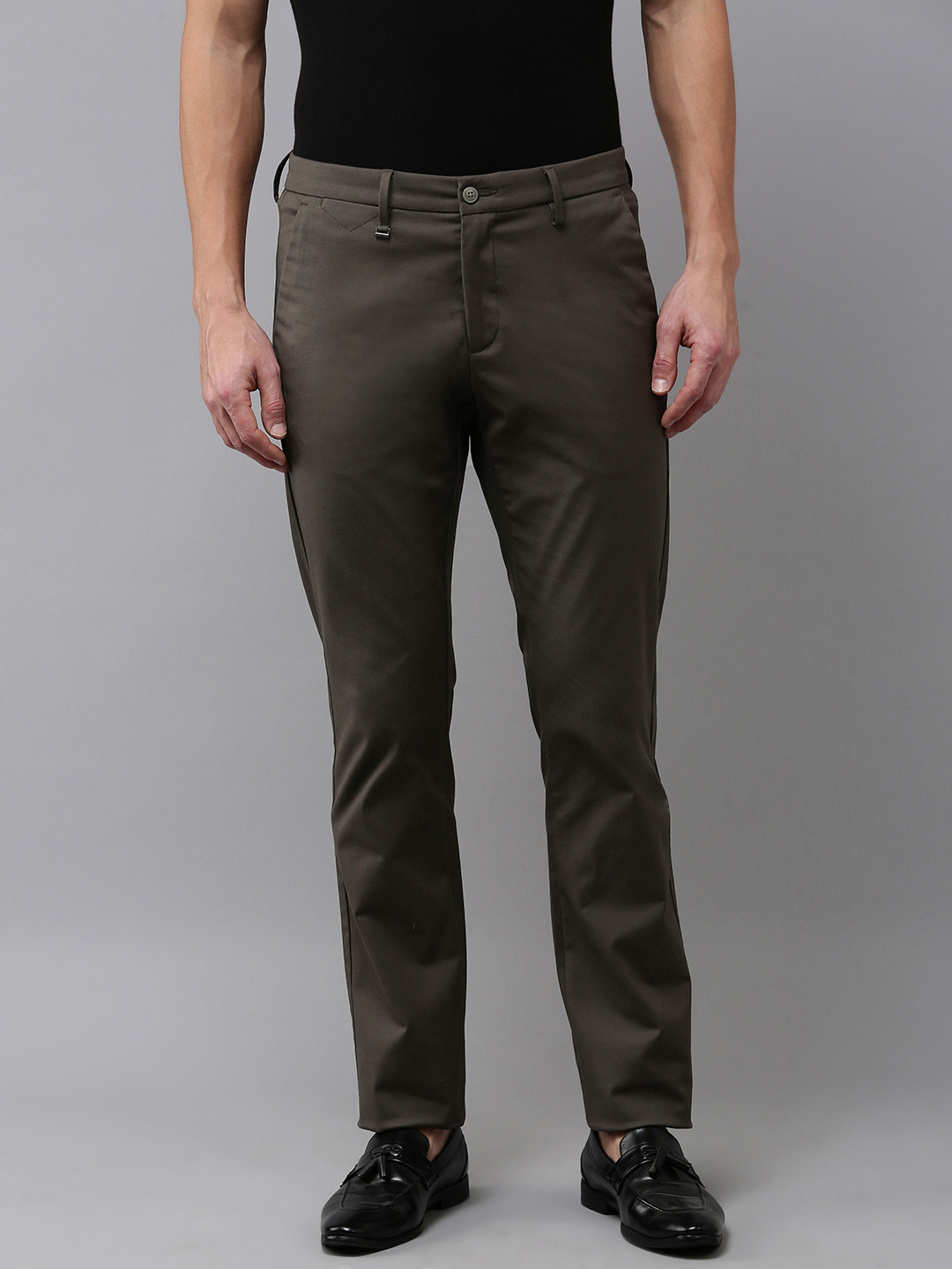 

Van Heusen Men Solid Slim Fit Formal Trousers, Grey