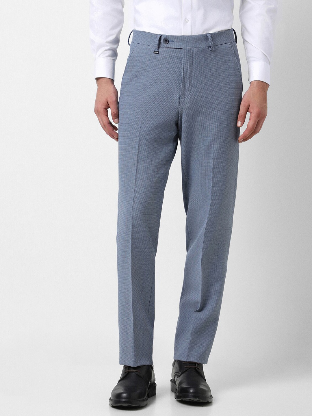 

Van Heusen Men Textured Custom Fit Formal Trousers, Blue