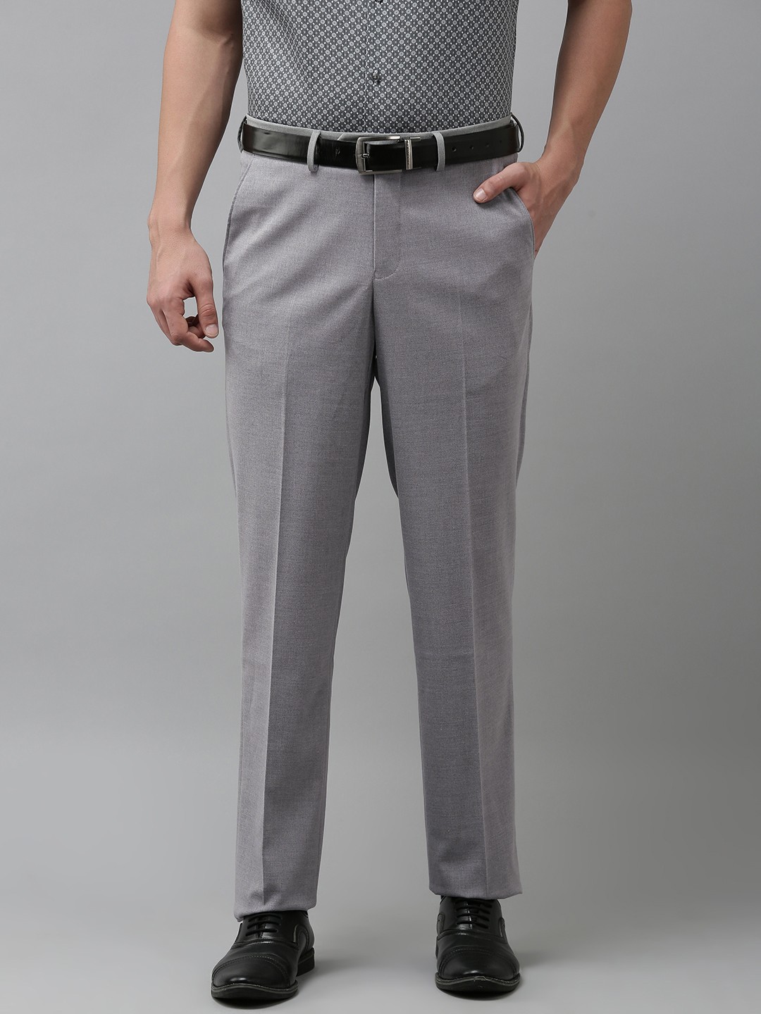 

Van Heusen Men Mid-Rise Custom Fit Formal Trousers, Grey