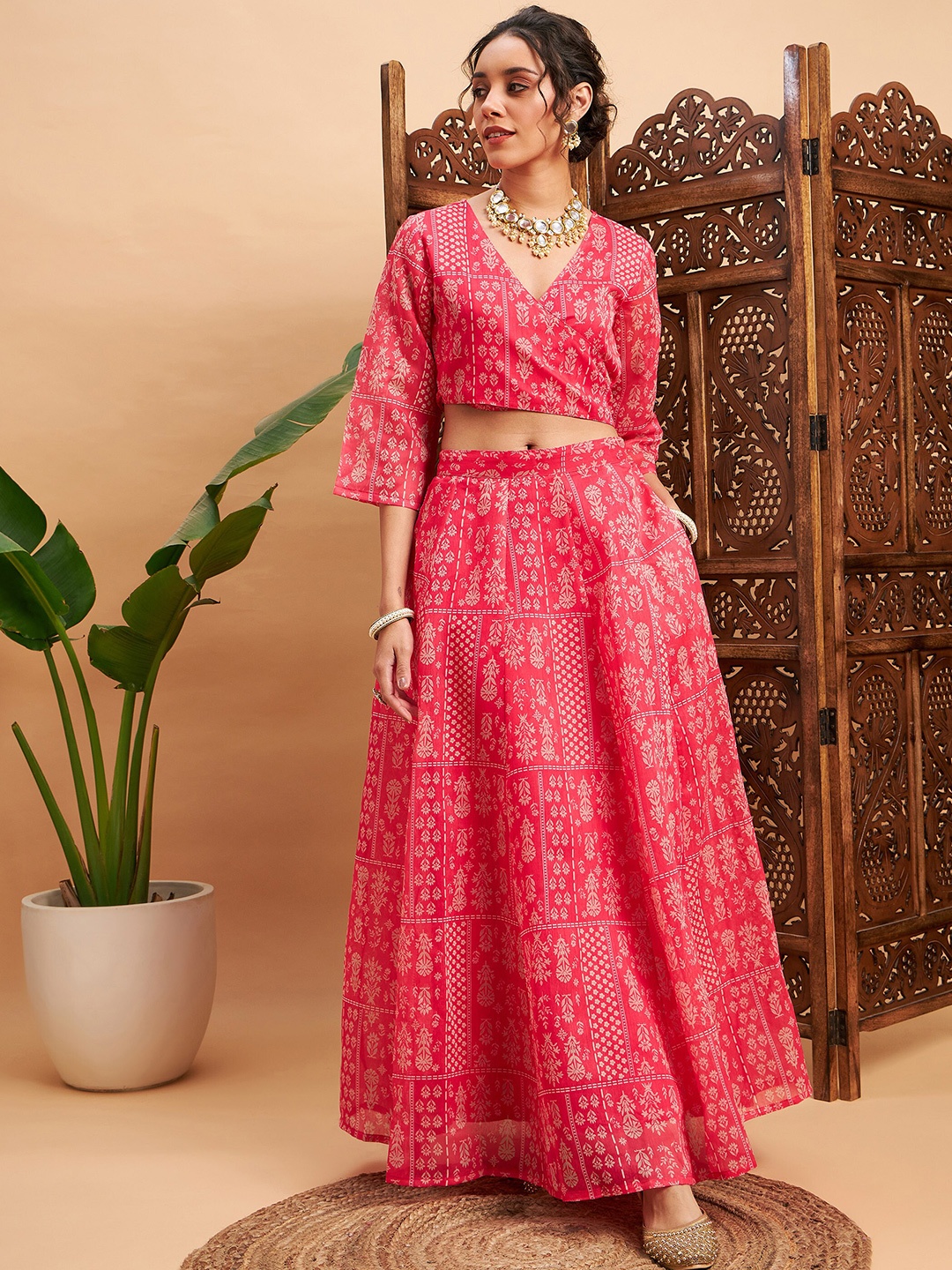 

Shae by SASSAFRAS Printed Ready to Wear Lehenga Choli, Pink