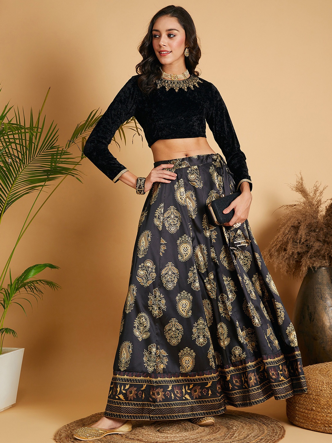 

Shae by SASSAFRAS Embroidered Ready To Wear Lehenga & Choli, Black