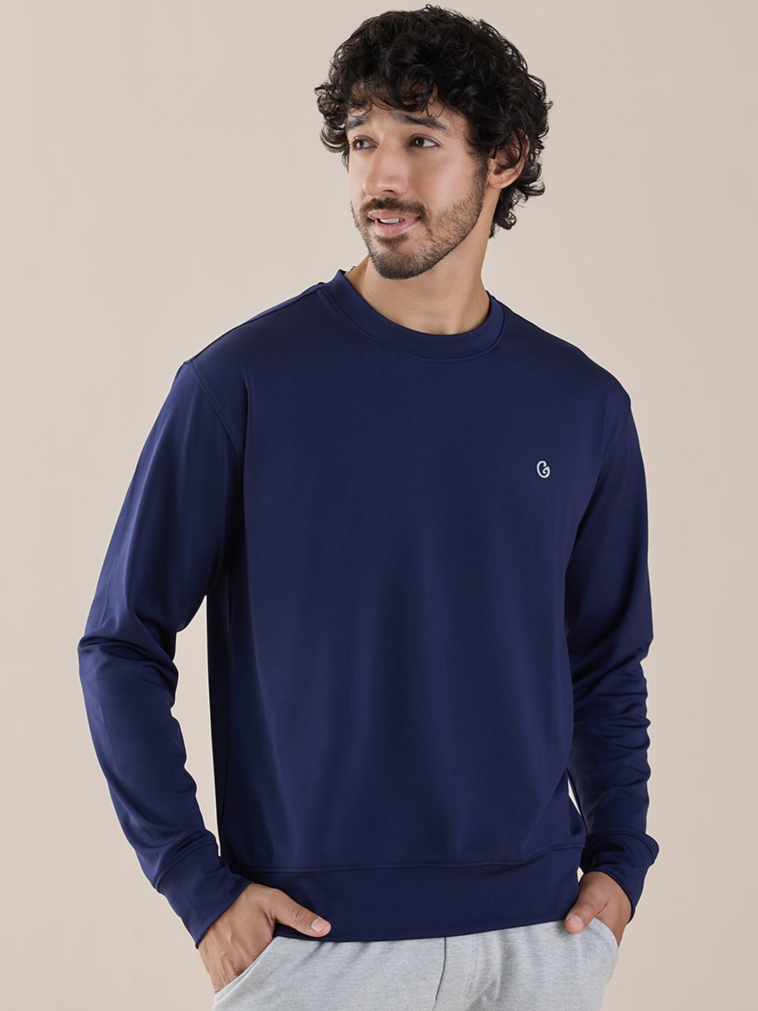 

Gloot Men Active Quick Dry Mid Stretch Sweatshirt, Navy blue