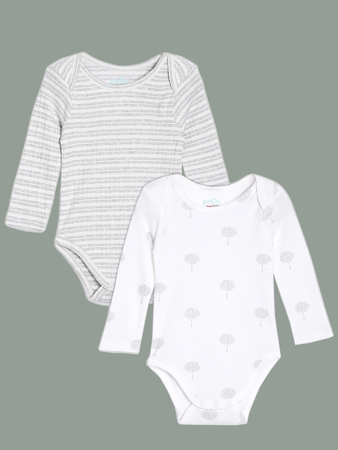 

Broon Infant Boys Pack Of 2 Printed Organic Cotton Bodysuit, Grey