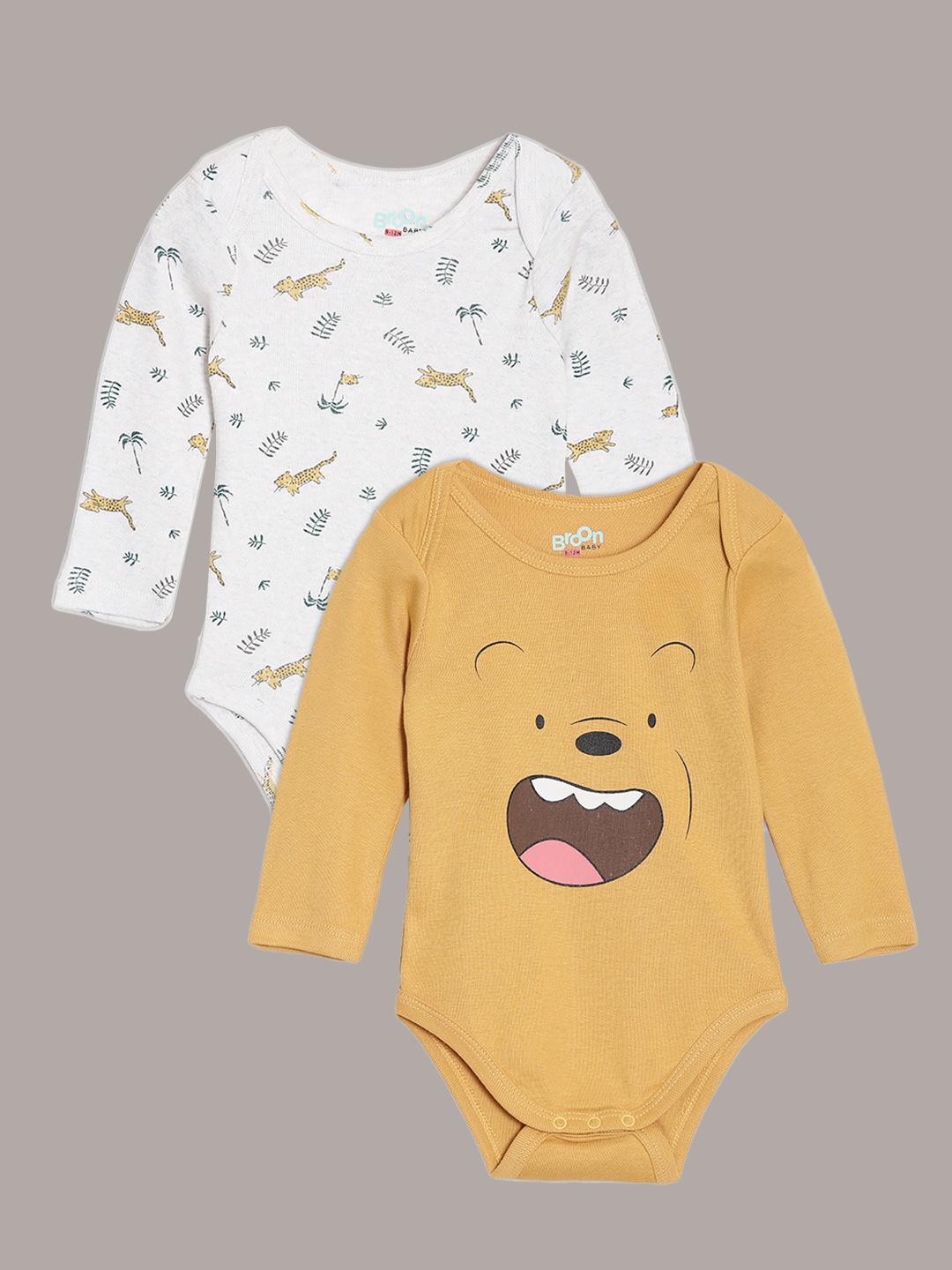

Broon Infant Boys Pack Of 2 Printed Organic Cotton Bodysuit, White