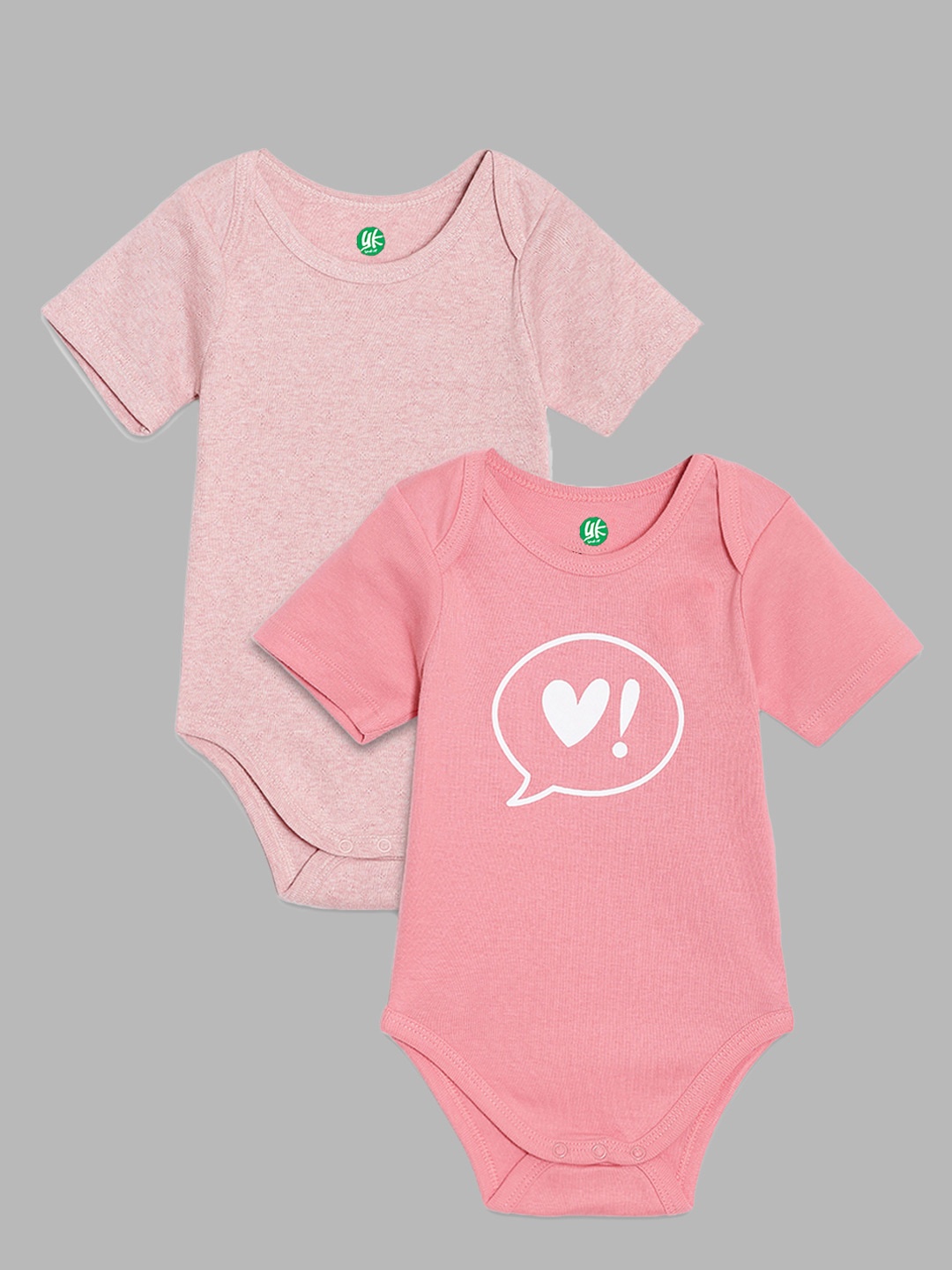 

YK Organic Infants Girls Pack Of 2 Printed Organic Cotton Bodysuit, Fuchsia