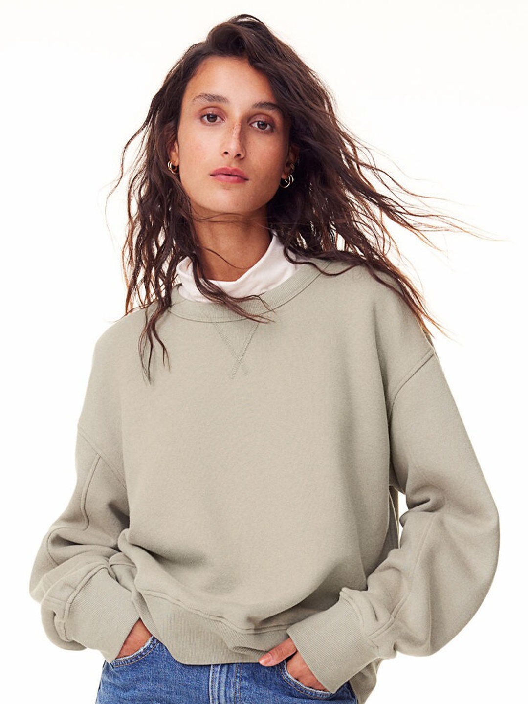 

H&M Pure Cotton Sweatshirt, Green